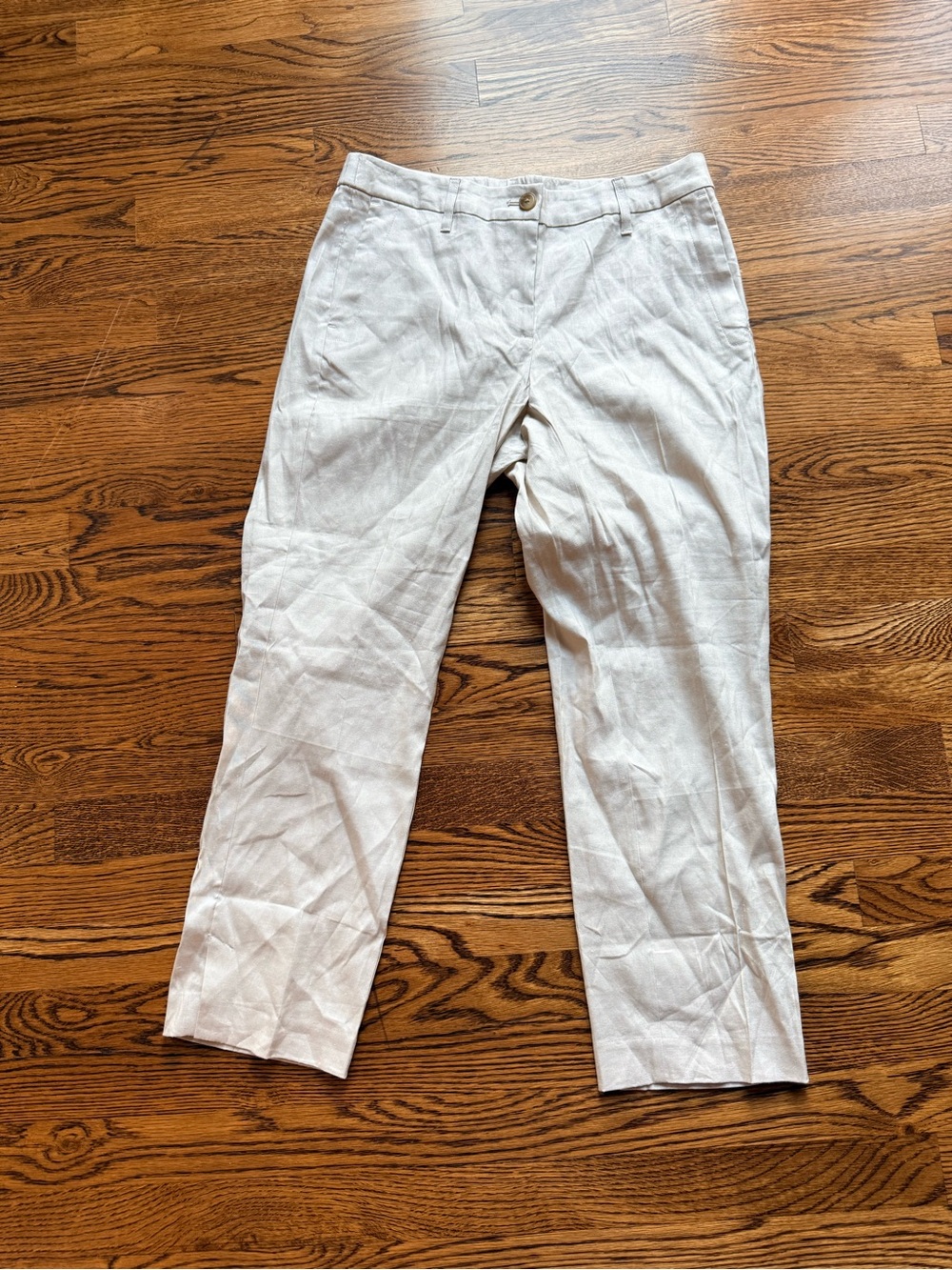 Jjill Linen Stretch Pants. Elastic waist. Pockets. EUC Khaki. Size S belt loops